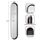 Specchio da parete a capsula in metallo nero 10"x40"