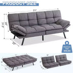Divano letto convertibile in ecopelle da 71" con Memory Foam – Loveseat con schienale sdoppiato
