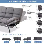 Divano letto convertibile in ecopelle da 71" con Memory Foam – Loveseat con schienale sdoppiato