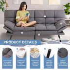Divano letto convertibile in ecopelle da 71" con Memory Foam – Loveseat con schienale sdoppiato