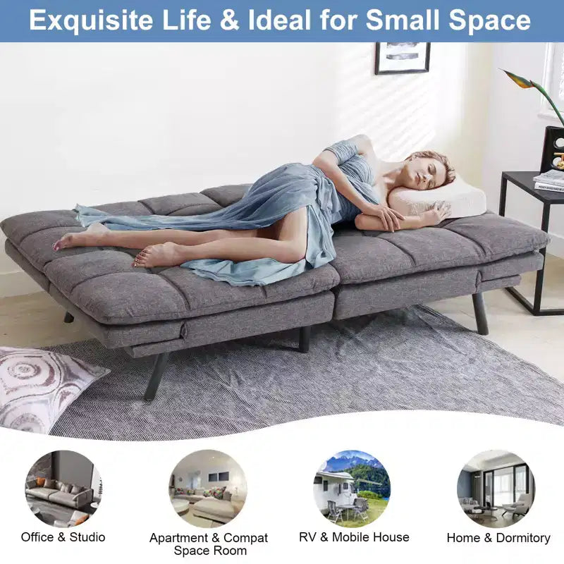 Divano letto convertibile in ecopelle da 71" con Memory Foam – Loveseat con schienale sdoppiato