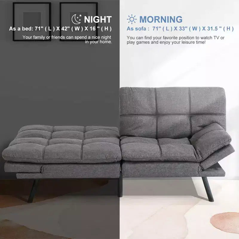 Divano letto convertibile in ecopelle da 71" con Memory Foam – Loveseat con schienale sdoppiato