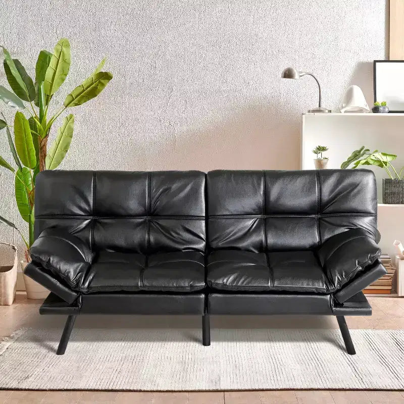 Divano letto convertibile in ecopelle da 71" con Memory Foam – Loveseat con schienale sdoppiato