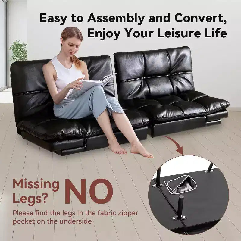 Divano letto convertibile in ecopelle da 71" con Memory Foam – Loveseat con schienale sdoppiato