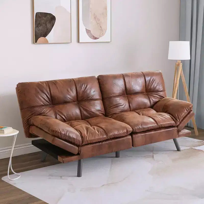 Divano letto convertibile in ecopelle da 71" con Memory Foam – Loveseat con schienale sdoppiato
