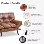 Divano letto convertibile in ecopelle da 71" con Memory Foam – Loveseat con schienale sdoppiato