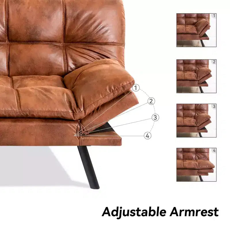 Divano letto convertibile in ecopelle da 71" con Memory Foam – Loveseat con schienale sdoppiato