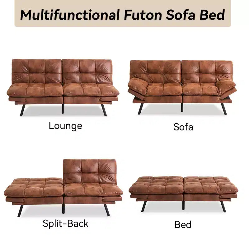Divano letto convertibile in ecopelle da 71" con Memory Foam – Loveseat con schienale sdoppiato