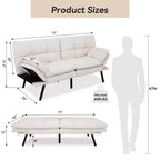 Divano letto convertibile in ecopelle da 71" con Memory Foam – Loveseat con schienale sdoppiato