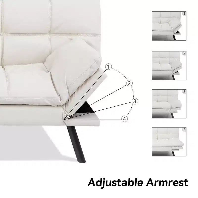 Divano letto convertibile in ecopelle da 71" con Memory Foam – Loveseat con schienale sdoppiato
