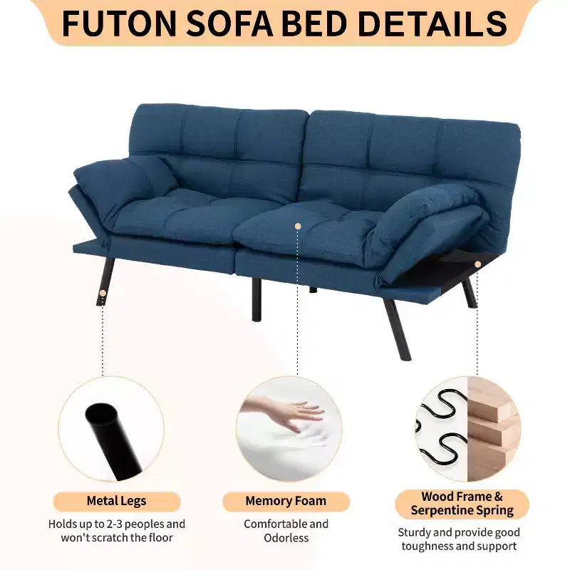 Divano letto convertibile in ecopelle da 71" con Memory Foam – Loveseat con schienale sdoppiato