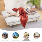 Divano letto convertibile in ecopelle da 71" con Memory Foam – Loveseat con schienale sdoppiato