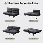 Divano letto convertibile in ecopelle da 71" con Memory Foam – Loveseat con schienale sdoppiato