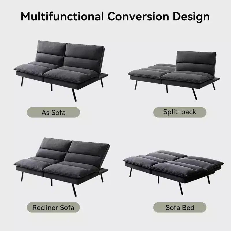 Divano letto convertibile in ecopelle da 71" con Memory Foam – Loveseat con schienale sdoppiato