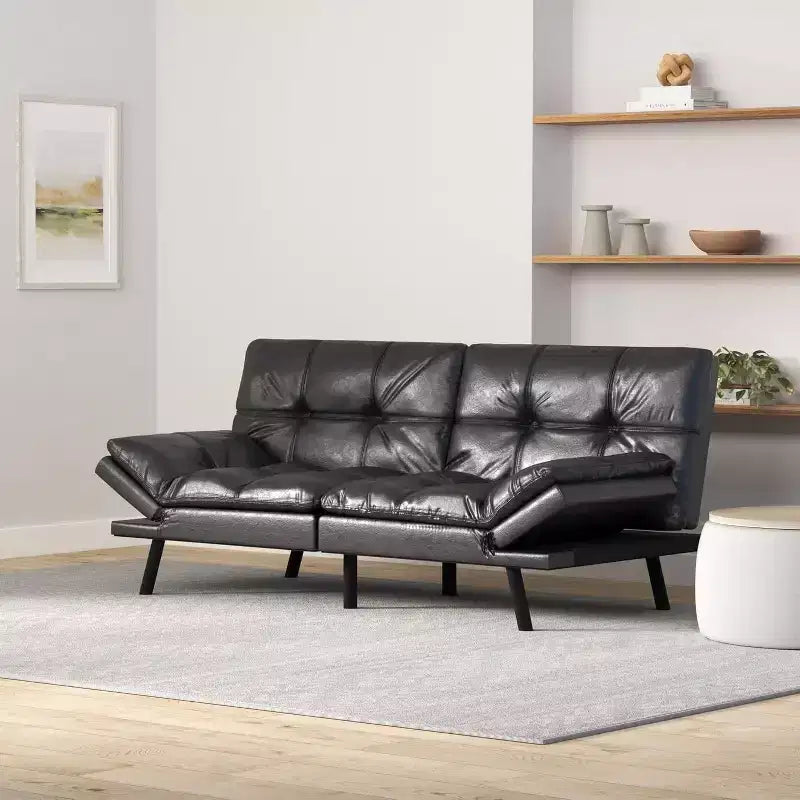 Divano letto convertibile in ecopelle da 71" con Memory Foam – Loveseat con schienale sdoppiato