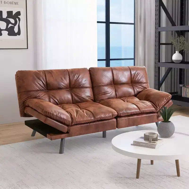 Divano letto convertibile in ecopelle da 71" con Memory Foam – Loveseat con schienale sdoppiato