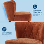 Poltrona moderna con schienale ad ali - Sedia lounge senza braccioli con gambe in legno, sedia laterale imbottita trapuntata per toeletta, tessuto confortevole, per soggiorno, camera da letto, patio