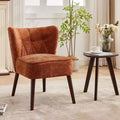 Modern Wingback Chair - Armless Lounge Chair with Wood Legs, Upholstered Makeup Vanity Tufted Side Chair, Fabric Comfy, for Living Room Bedroom Patio