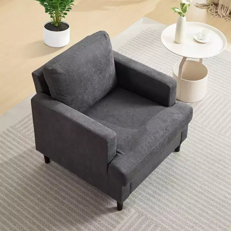 Poltrona d'accento - Poltrona moderna da soggiorno con tessuto di lino traspirante, poltrona imbottita morbida, divano di metà secolo per camera da letto, sala lettura, ufficio