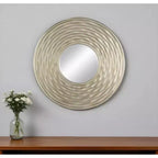 Specchio Rotondo Argento da 78 cm con Cornice Spessa Dimensionale