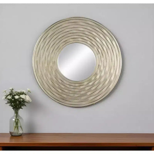 Specchio Rotondo Argento da 78 cm con Cornice Spessa Dimensionale