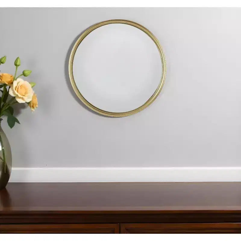 Specchio decorativo rotondo da 10" con cornice testurizzata in ferro color oro