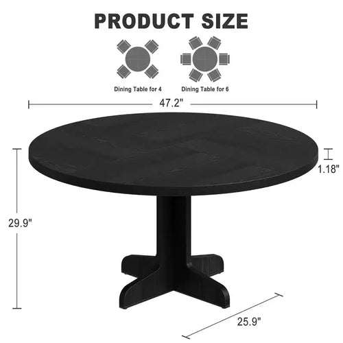 Tavolo da pranzo rotondo da 47 pollici per 4, tavolo con gambe curve, tavolo da pranzo moderno, base stabile, per cucina
