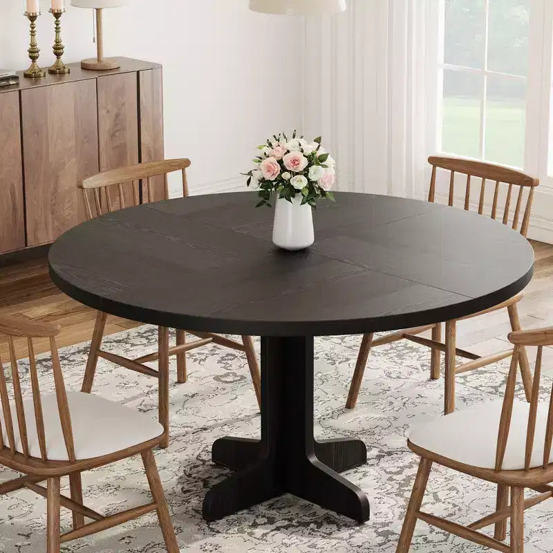 Tavolo da pranzo rotondo da 47 pollici per 4, tavolo con gambe curve, tavolo da pranzo moderno, base stabile, per cucina