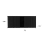 Mobiletto a muro decorativo nero in legno da 150 cm con 5 ripiani aperti