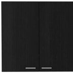 Mobiletto a muro decorativo nero in legno da 150 cm con 5 ripiani aperti