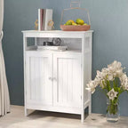 MAYEERTY White Bathroom Standing Storage Cabinet Double Shutter Doors
