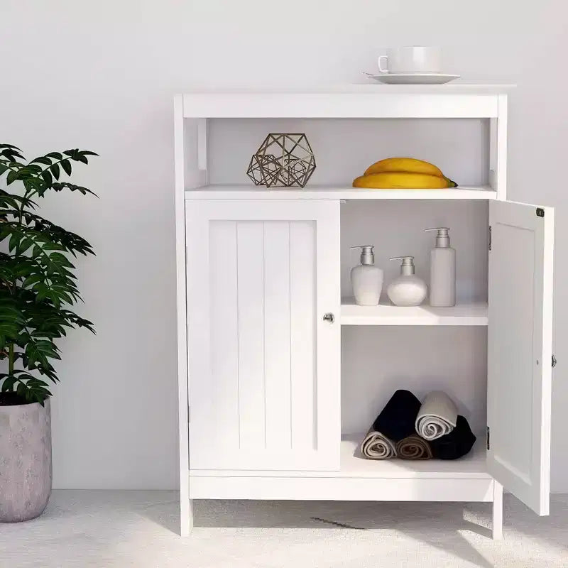 Mobiletto da Bagno Indipendente Bianco con Doppie Ante a Persiana