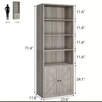 Libreria Coloniale con Ante a X – Scaffale Industriale a 6 Ripiani, 181 cm, Marrone