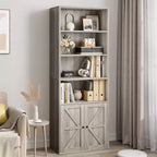 Libreria Coloniale con Ante a X – Scaffale Industriale a 6 Ripiani, 181 cm, Marrone