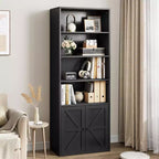 Libreria Coloniale con Ante a X – Scaffale Industriale a 6 Ripiani, 181 cm, Marrone