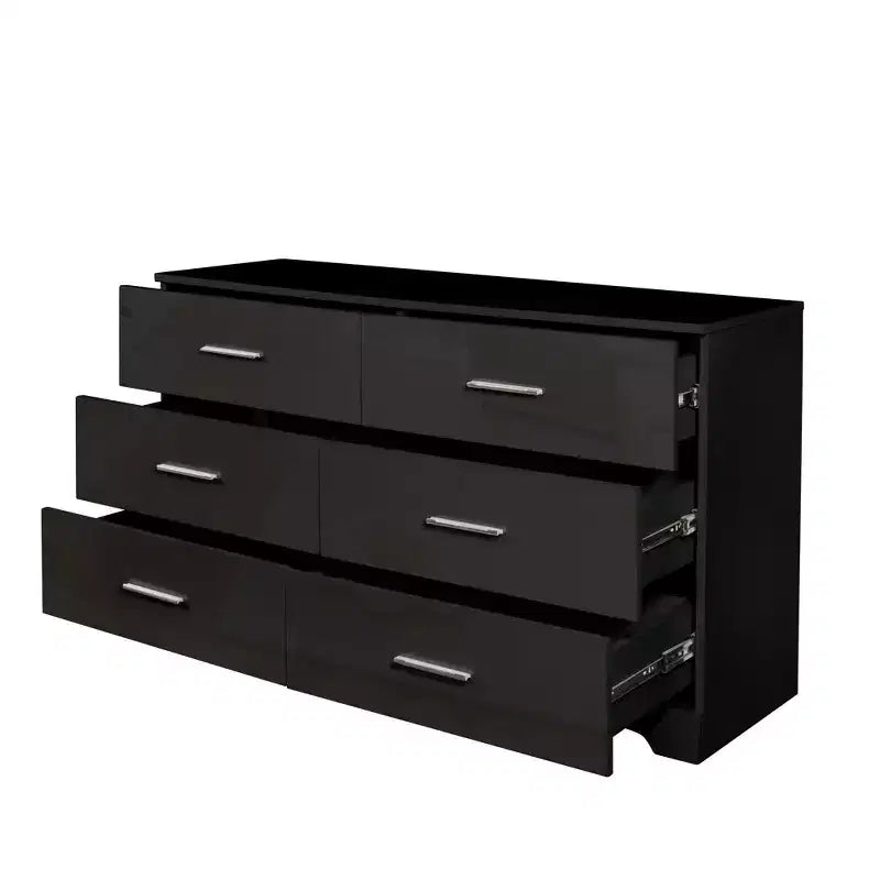 Comò nero a 6 cassetti – Comò doppio largo 120 cm
