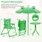 Set Tavolo da Picnic per Bambini con 2 Sedie Pieghevoli e Ombrellone Regolabile