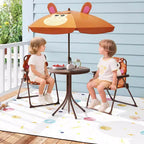 Set Tavolo da Picnic per Bambini con 2 Sedie Pieghevoli e Ombrellone Regolabile