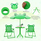 Set Tavolo da Picnic per Bambini con 2 Sedie Pieghevoli e Ombrellone Regolabile