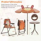 Set Tavolo da Picnic per Bambini con 2 Sedie Pieghevoli e Ombrellone Regolabile