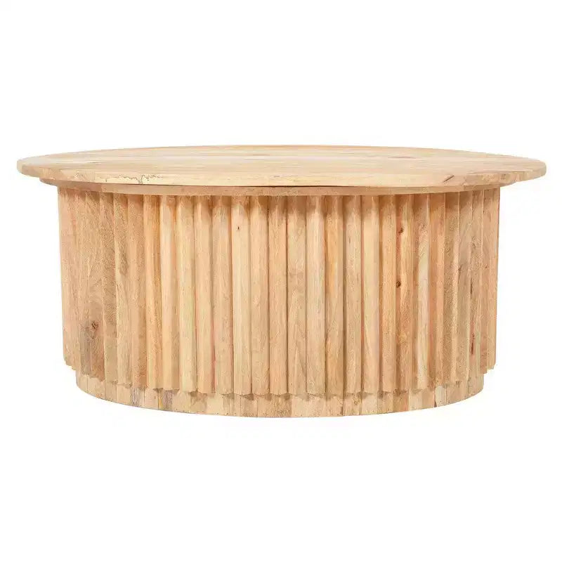 Set di tavolini da caffè intagliati in legno da 30" rotondi in 2 pezzi – Bianco antico