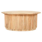 Set di tavolini da caffè intagliati in legno da 30" rotondi in 2 pezzi – Bianco antico
