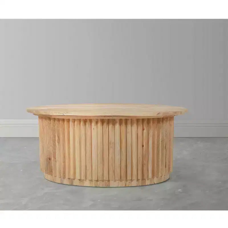 Set di tavolini da caffè intagliati in legno da 30" rotondi in 2 pezzi – Bianco antico