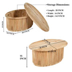 Set di tavolini da caffè intagliati in legno da 30" rotondi in 2 pezzi – Bianco antico