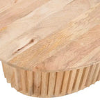 Set di tavolini da caffè intagliati in legno da 30" rotondi in 2 pezzi – Bianco antico