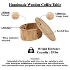 Set di tavolini da caffè intagliati in legno da 30" rotondi in 2 pezzi – Bianco antico