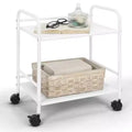 Dcolora 2-Tier Metal Rolling Utility Cart C Mobile Storage Shelf with Caster Wheels C Small Space Organizer for Home, Office, Bedroom, Kitchen