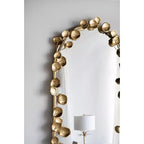Specchio a figura intera ad arco 51.5"x29" con dettagli a foglia dorata – Oro