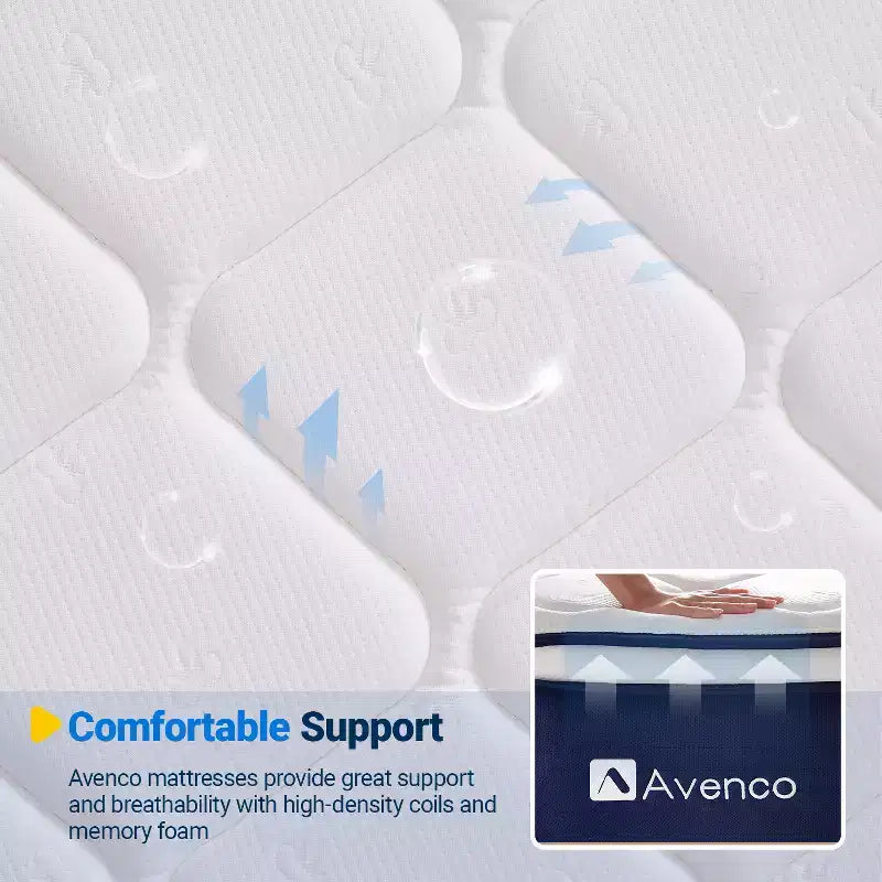 Materasso ibrido matrimoniale medio in memory foam e a molle insacchettate da 10" in scatola