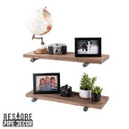 Mensole a muro industriali Sunset Brown da 24" con staffe dritte